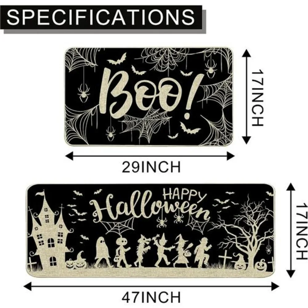 Halloween Kitchen Mats Set of 2,  Kitchen Rugs and Mats,17x29 Inch-17x47 inch